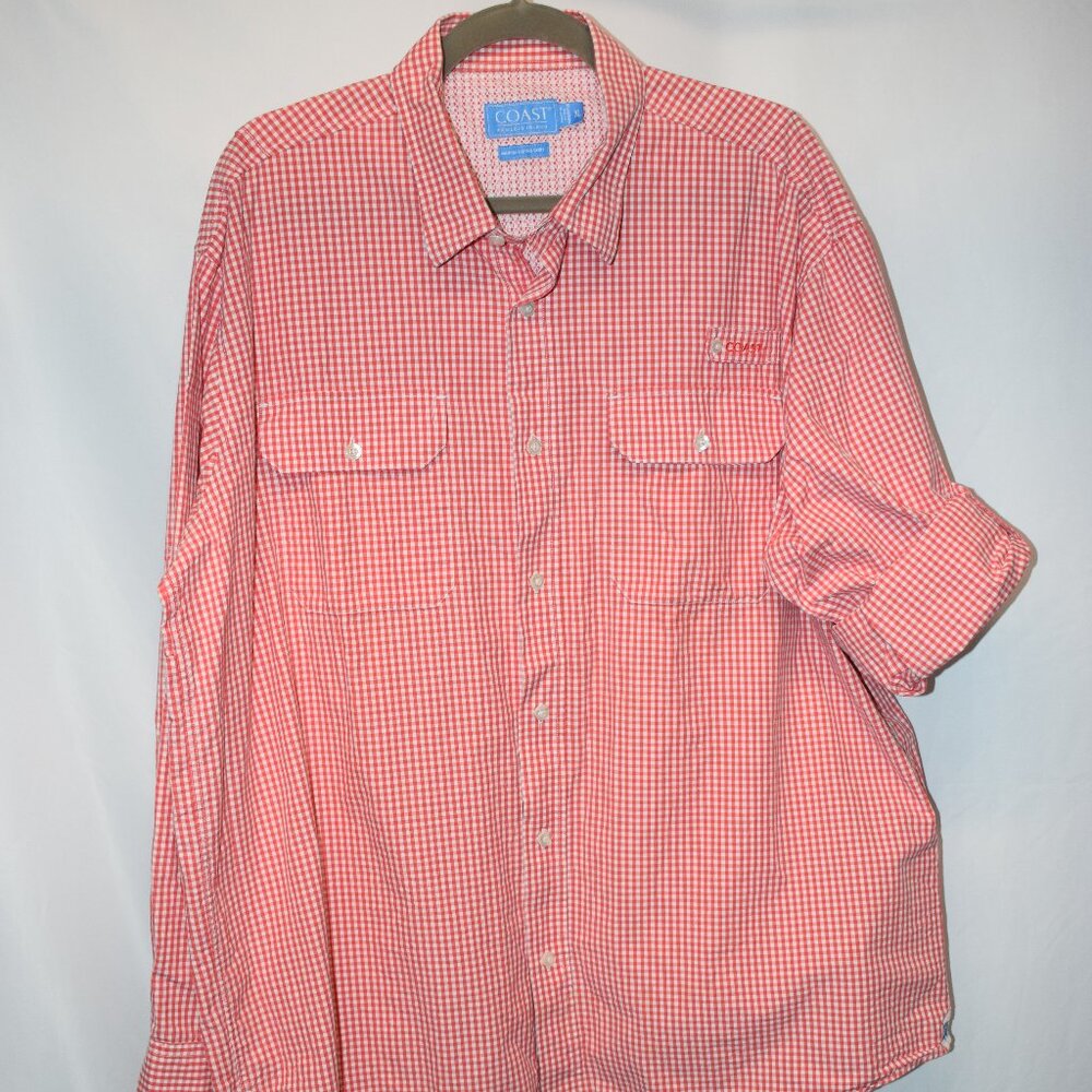 Coast Pawleys Island Gingham print long sleeve button down fishing shirt